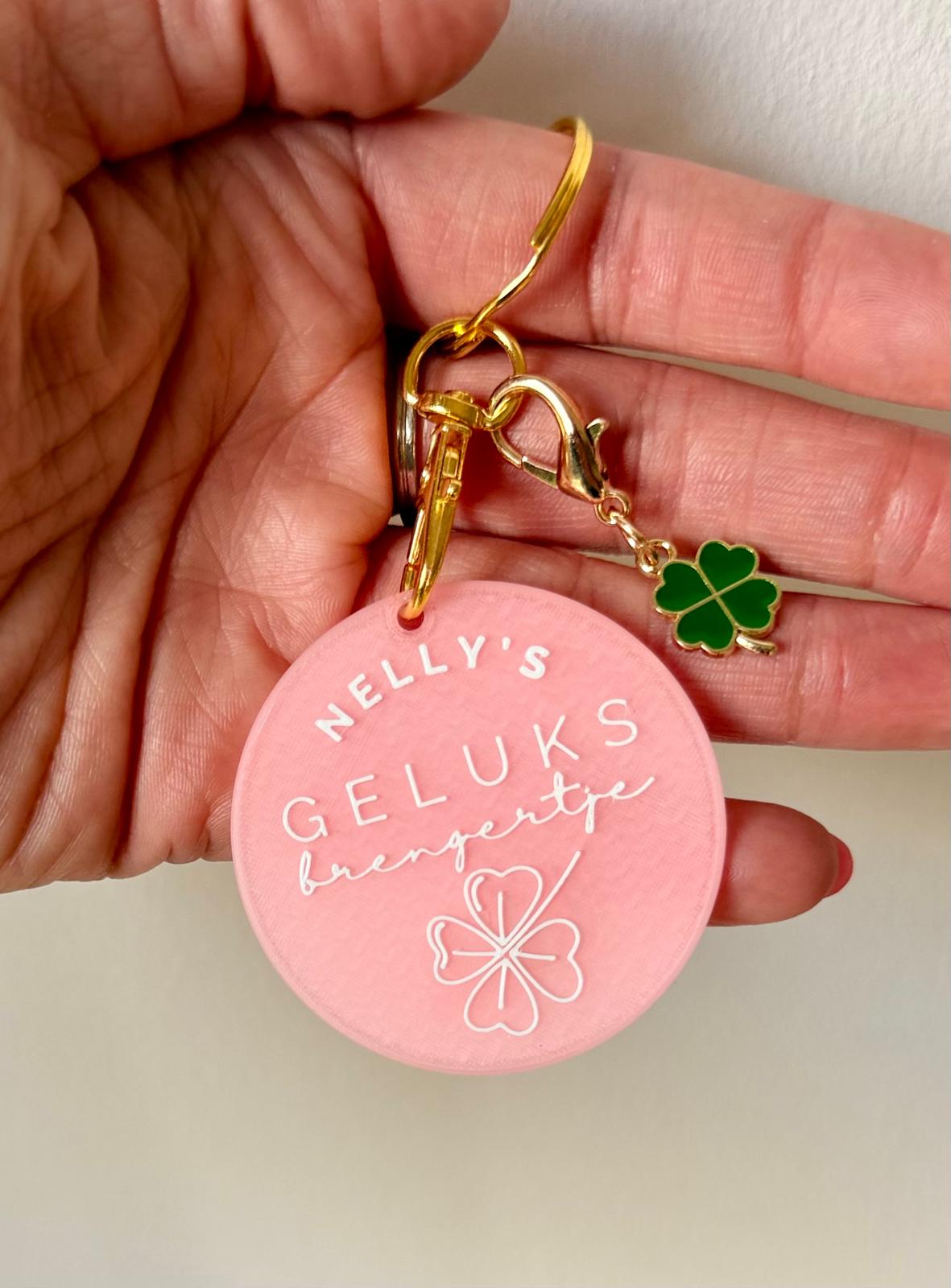 Personaliseerbare sleutelhanger GELUKSBRENGERTJE 🍀