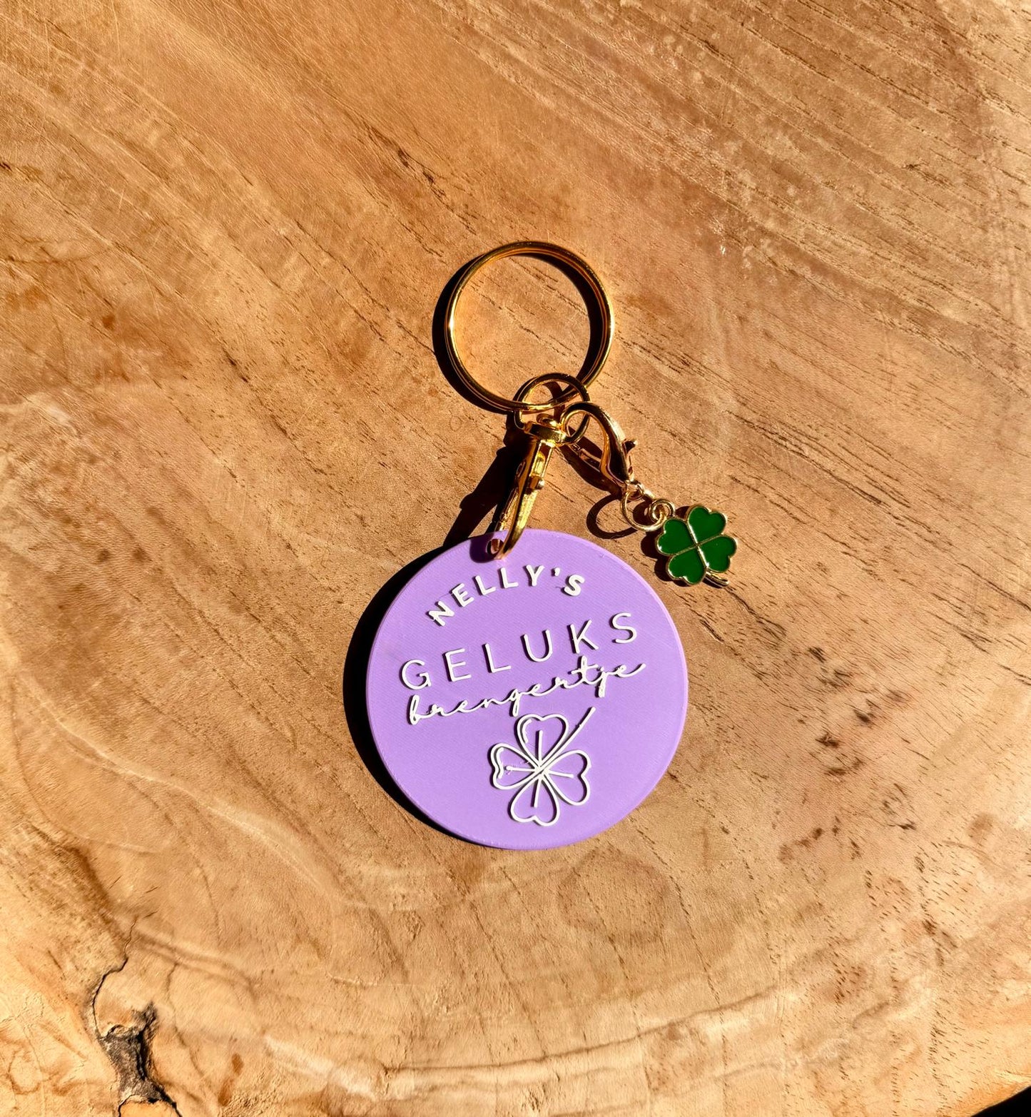 Personaliseerbare sleutelhanger GELUKSBRENGERTJE 🍀